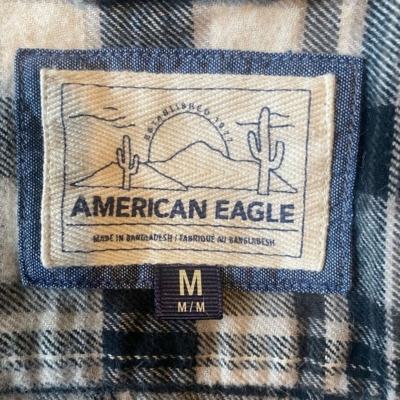 American Eagle 100% Cotton Plaid Flannel, Size M - Picture 4 of 6